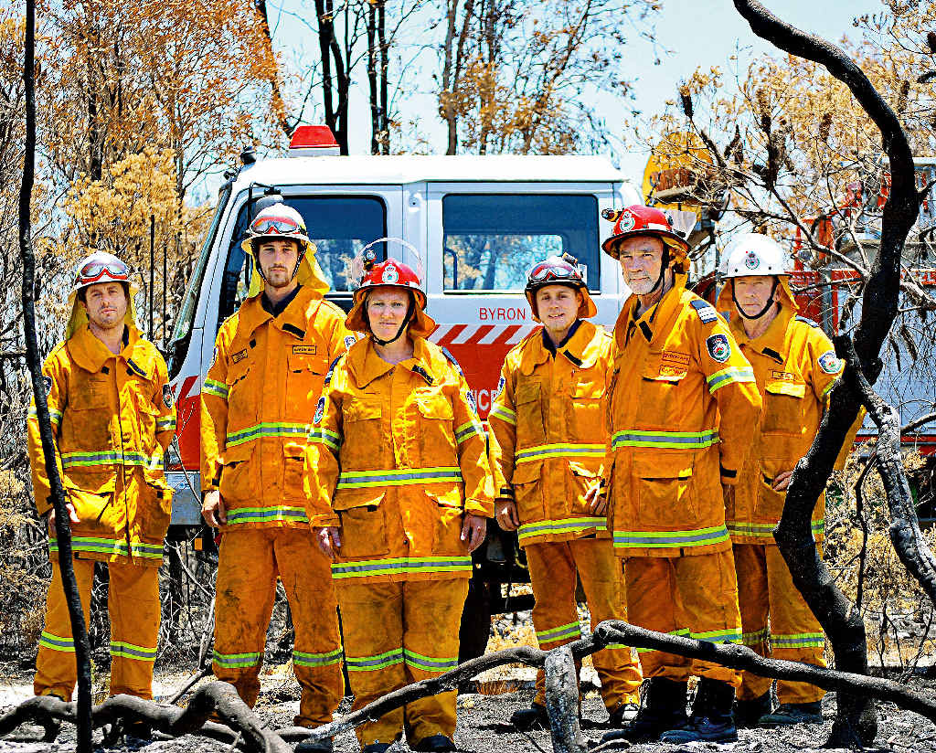 LOCAL HEROES: at the scene of last week’s Coast Road fire are Byron Bay Rural Fire Brigade crew (from left) Phil Shayer, Olivier Monthule-McIntosh, Snr Deputy Captain Mellony Burke, Ben Bromley, Captain Gregg Miller and Deputy Captain Rodney Halpin. LOCAL HEROES: at the scene of last week’s Coast Road fire are Byron Bay Rural Fire Brigade crew (from left) Phil Shayer, Olivier Monthule-McIntosh, Snr Deputy Captain Mellony Burke, Ben Bromley, Captain Gregg Miller and Deputy Captain Rodney Halpin.