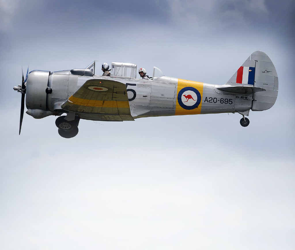 HEADS UP: A Wirraway aircraft at The Great Eastern Fly-In Airshow at Evans Head. HEADS UP: A Wirraway aircraft at The Great Eastern Fly-In Airshow at Evans Head.