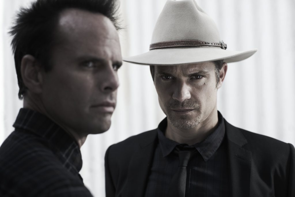 Walton Goggins, left, and Timothy Olyphant star in the TV series Justified. Supplied by Foxtel publicity. Walton Goggins, left, and Timothy Olyphant star in the TV series Justified. Supplied by Foxtel publicity.