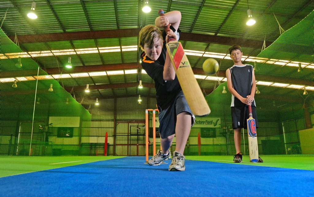 Nick and Pete Kenny get in some early batting practice at Tweed Super Sports at Chinderah. Photo: Blainey Woodham Nick and Pete Kenny get in some early batting practice at Tweed Super Sports at Chinderah. Photo: Blainey Woodham