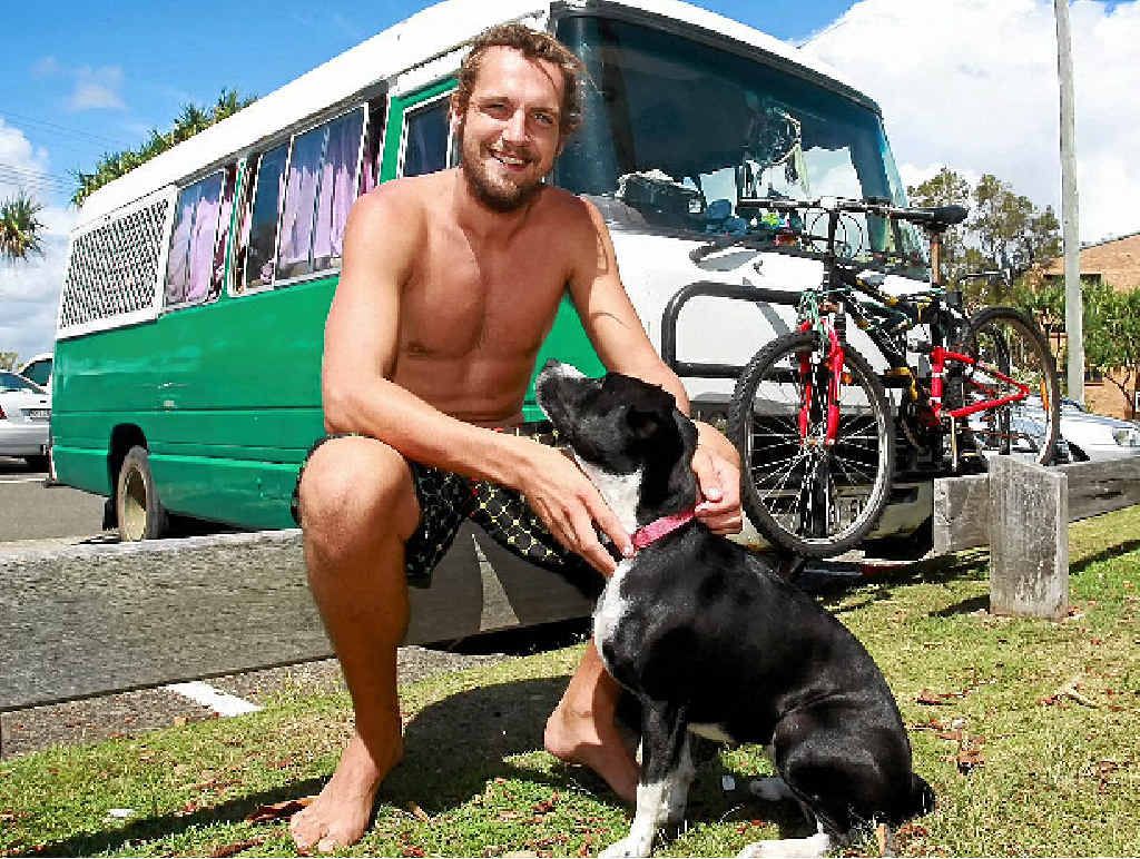 FREE SPIRITS: Mitch and his dog Pixie have stayed in their campervan overnight for free around the Sunshine Coast beaches. Below are some other ‘free-campers’. PHOTO: BRETT WORTMAN FREE SPIRITS: Mitch and his dog Pixie have stayed in their campervan overnight for free around the Sunshine Coast beaches. Below are some other ‘free-campers’. PHOTO: BRETT WORTMAN