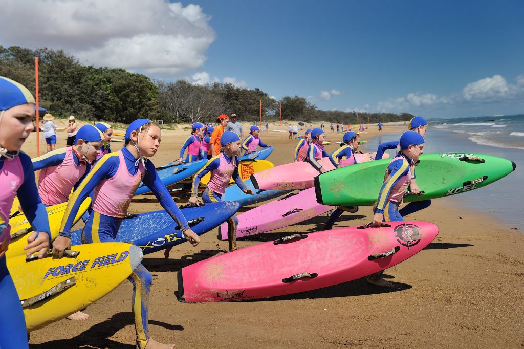 The under 10 nippers in action at Tannum Sands beach. The under 10 nippers in action at Tannum Sands beach.