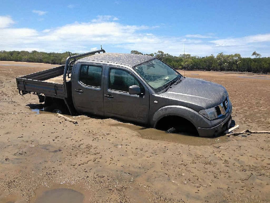 SAND TRAP: Inexperience with conditions may have caused this Nissan Navara to become bogged in Wild Cattle Creek on Sunday. SAND TRAP: Inexperience with conditions may have caused this Nissan Navara to become bogged in Wild Cattle Creek on Sunday.