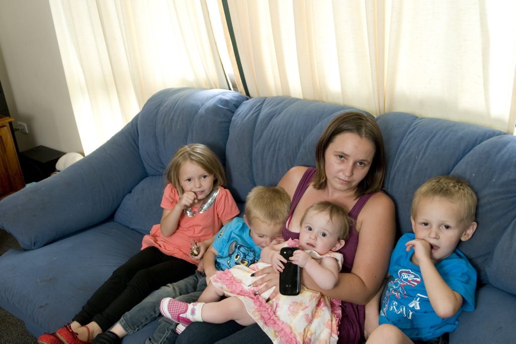Toowoomba single mother Jessica Williamson has two weeks to find a home for her four children (from left) Loorea, Travis, Leighla and Tristan Sayers. Toowoomba single mother Jessica Williamson has two weeks to find a home for her four children (from left) Loorea, Travis, Leighla and Tristan Sayers.