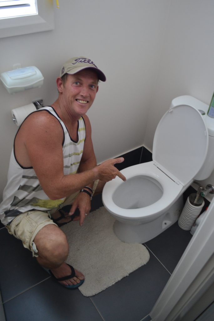 Chinchilla dad Dave Byrne was shocked when his daughter found a 1.2m brown snake in the family toilet. Chinchilla dad Dave Byrne was shocked when his daughter found a 1.2m brown snake in the family toilet.