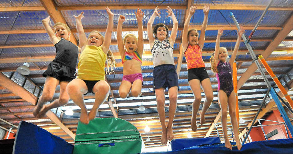 THEY’RE EXCITED: Josh Hurst, Shari Gibson, Felicity Webb, Sam Anger, Madison Kadel and Ebony Graham warm-up for the Gladstone Gymnastics sign-on day tomorrow. THEY’RE EXCITED: Josh Hurst, Shari Gibson, Felicity Webb, Sam Anger, Madison Kadel and Ebony Graham warm-up for the Gladstone Gymnastics sign-on day tomorrow.