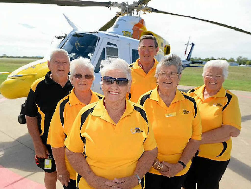 AIR ANGELS: RACQ Capricorn Helicopter Rescue volunteers Vince Reynolds, Desiree Reynolds, Jan Barrett, Stan Mutch, Dee Swindale and Monica Mutch. AIR ANGELS: RACQ Capricorn Helicopter Rescue volunteers Vince Reynolds, Desiree Reynolds, Jan Barrett, Stan Mutch, Dee Swindale and Monica Mutch.