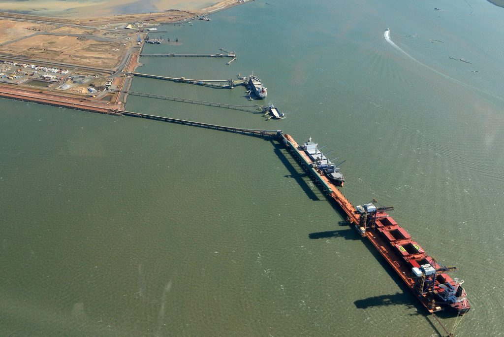 Aerial view of Fisherman's Landing and the bund wall in Gladstone Harbour. Aerial view of Fisherman's Landing and the bund wall in Gladstone Harbour.
