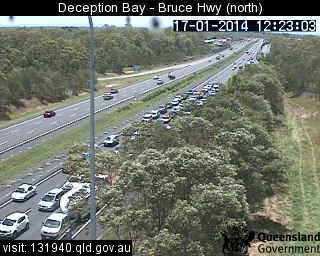 Traffic camera shows backed up traffic on the Bruce hwy. Traffic camera shows backed up traffic on the Bruce hwy.