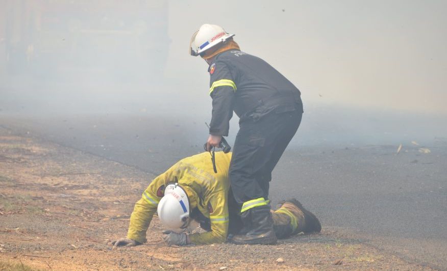 BURNT OUT: A firefighter collapsed from suspected smoke inhalation at a Kingaroy home today. BURNT OUT: A firefighter collapsed from suspected smoke inhalation at a Kingaroy home today.