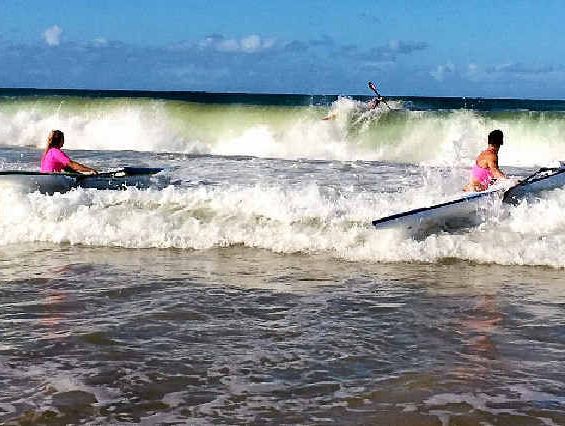 DANGER CLOSE IN: Lifesavers warn of potential spinal injuries in dumping surf today. Mooloolaba and Noosa are the most dangerous beaches for these injuries. DANGER CLOSE IN: Lifesavers warn of potential spinal injuries in dumping surf today. Mooloolaba and Noosa are the most dangerous beaches for these injuries.
