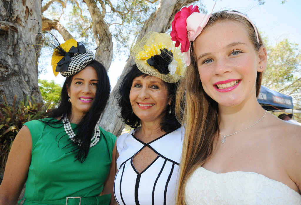 LOOKING GOOD: Three generations show off their winning fashions at yesterday’s Iris Nielsen ladies race day at Ballina. From left: Lisa Carroll of Mcleans Ridges, her mum Kerry King of Suffolk Park, and her daughter Saatchi Carroll. LOOKING GOOD: Three generations show off their winning fashions at yesterday’s Iris Nielsen ladies race day at Ballina. From left: Lisa Carroll of Mcleans Ridges, her mum Kerry King of Suffolk Park, and her daughter Saatchi Carroll.