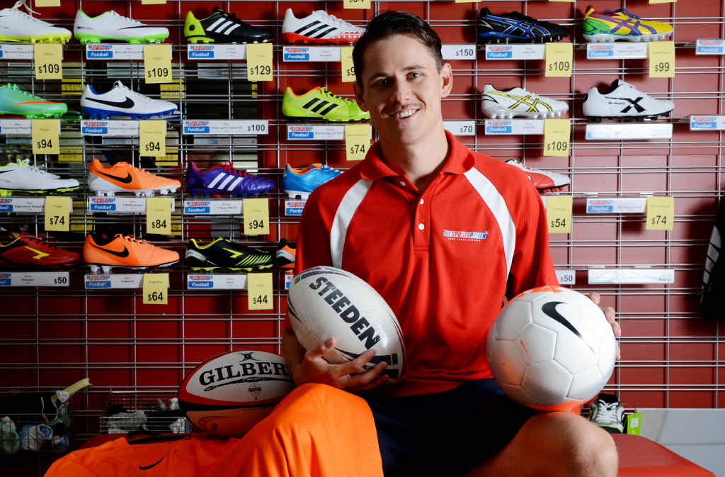 GOOD DEAL: Myles Burgess, teamwear manager at Sportspower Ballina/Lismore, is proud of the store’s new service. GOOD DEAL: Myles Burgess, teamwear manager at Sportspower Ballina/Lismore, is proud of the store’s new service.