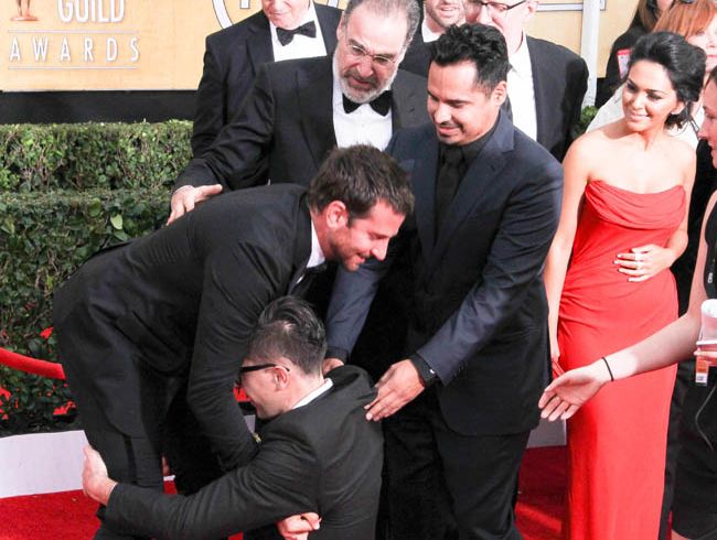 Bradley Cooper pranked at SAG Awards. Bradley Cooper pranked at SAG Awards.