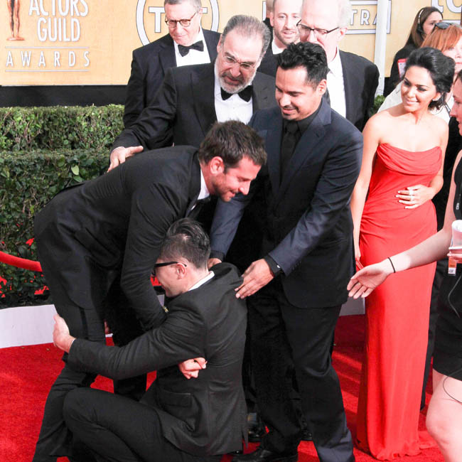 Bradley Cooper pranked at SAG Awards. Bradley Cooper pranked at SAG Awards.
