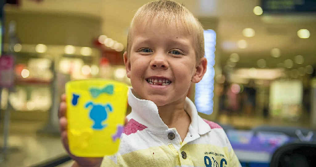 GREEN THUMB: Jack Roberts, 5, learnt gardening skills at the grassy heads workshop at Stockland. GREEN THUMB: Jack Roberts, 5, learnt gardening skills at the grassy heads workshop at Stockland.
