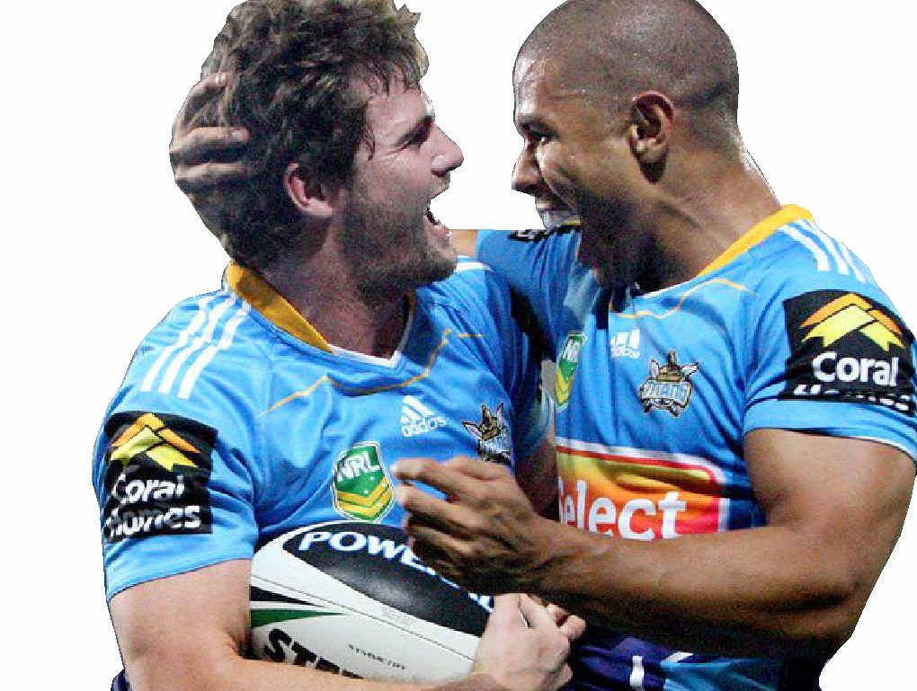 LOCAL LINK: Anthony Don celebrates a try with David Mead. Both men played junior rugby league on the Northern Rivers. LOCAL LINK: Anthony Don celebrates a try with David Mead. Both men played junior rugby league on the Northern Rivers.