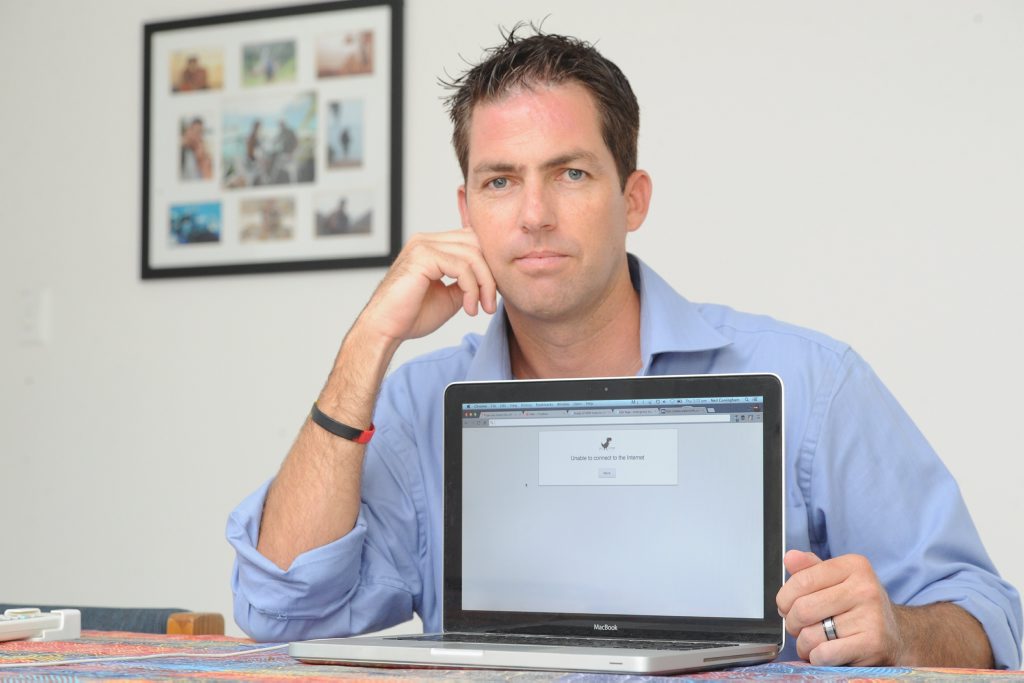 Neil Coningham unable to access the internet at his Urraween home. Neil Coningham unable to access the internet at his Urraween home.