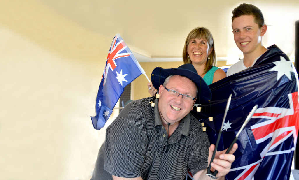 AUSSIES, EH: Kiwis Dean, Tania and Sam Comerford will become Australian citizens tomorrow and are prepared to have Australia Day all wrapped up. AUSSIES, EH: Kiwis Dean, Tania and Sam Comerford will become Australian citizens tomorrow and are prepared to have Australia Day all wrapped up.