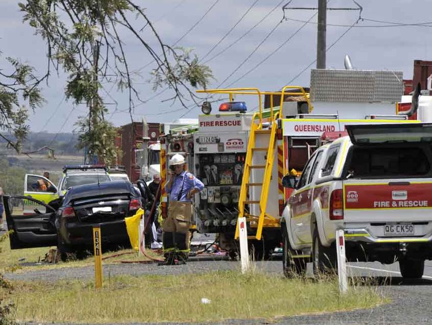 Emergency services at the scene of a fatal crash involving a truck and car on the Gore Hwy near Westbrook. Emergency services at the scene of a fatal crash involving a truck and car on the Gore Hwy near Westbrook.
