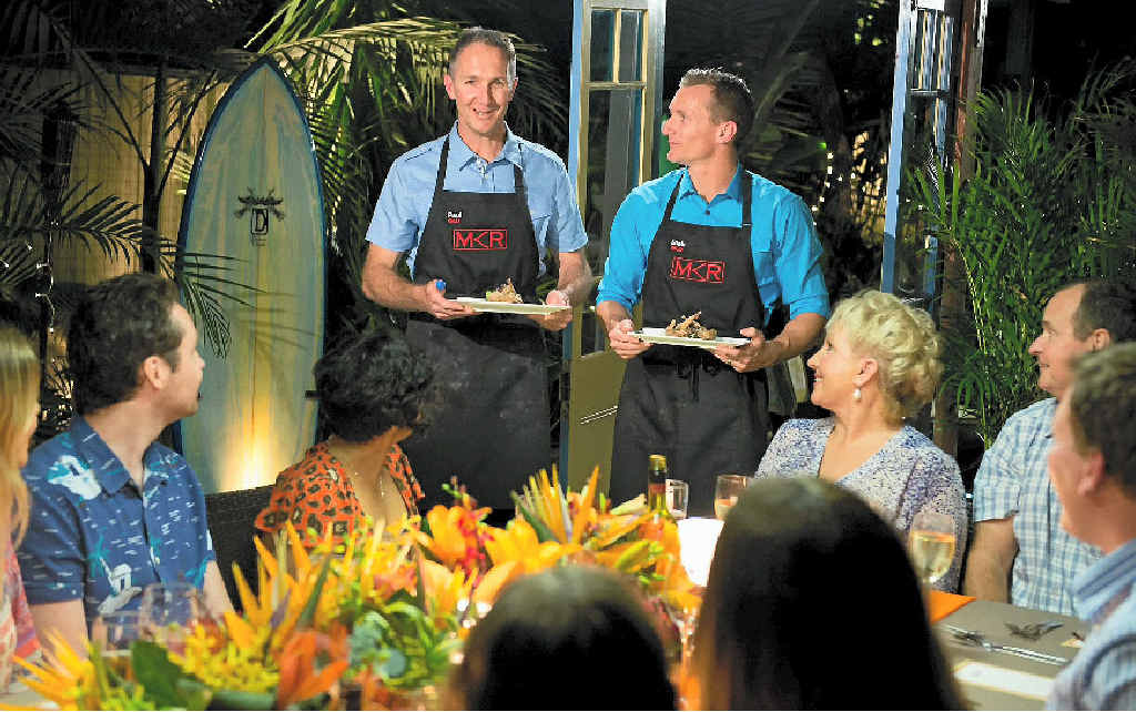 DYNAMIC DUO: The My Kitchen Rules 2014 Queensland team, teachers Paul, left, and Blair from the Gold Coast, plate up some dishes for their instant restaurant. DYNAMIC DUO: The My Kitchen Rules 2014 Queensland team, teachers Paul, left, and Blair from the Gold Coast, plate up some dishes for their instant restaurant.
