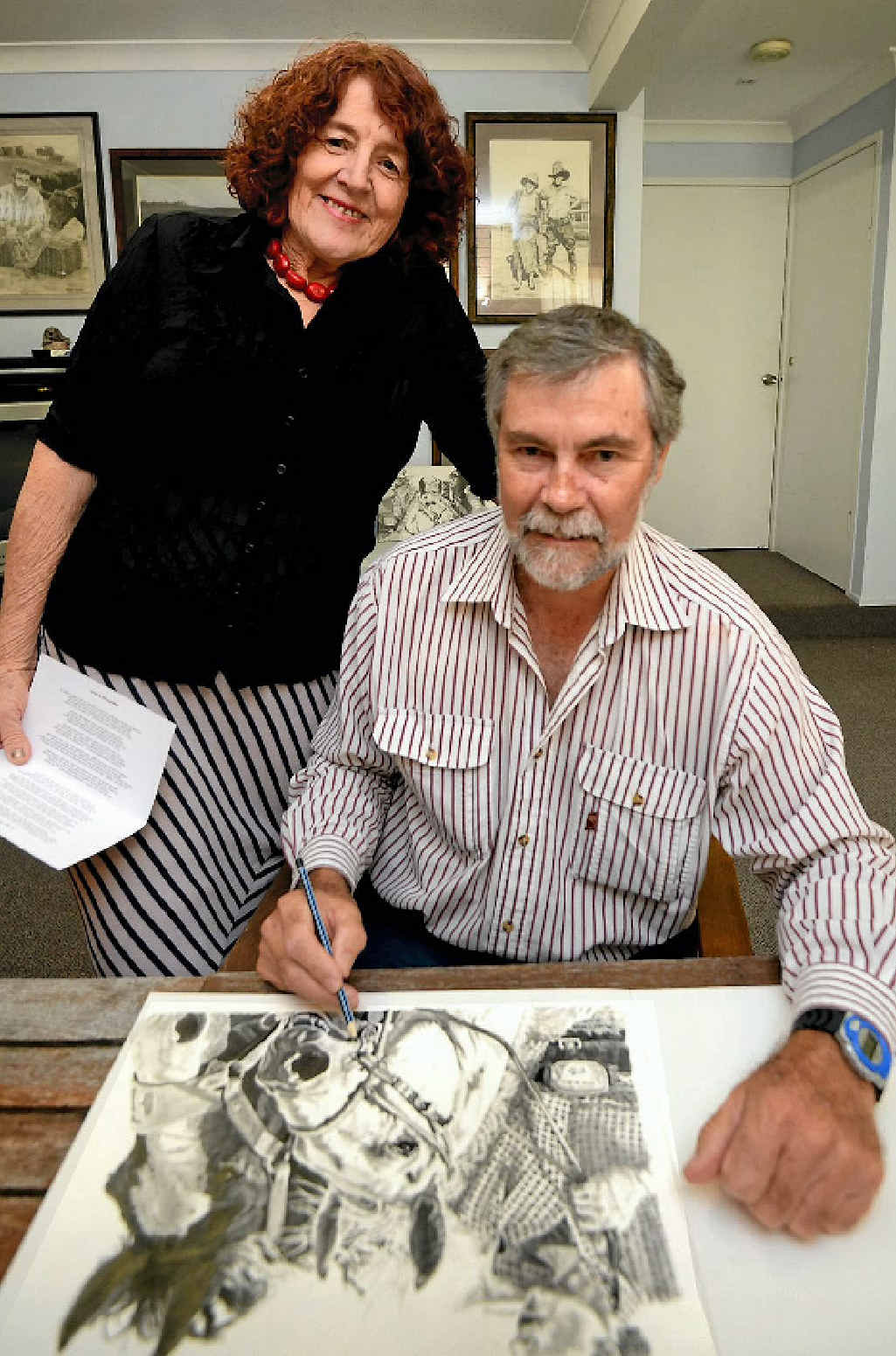 ARTISTIC: Miriam and Roger Croser have put their drawing and poetry skills onto handmade cards. ARTISTIC: Miriam and Roger Croser have put their drawing and poetry skills onto handmade cards.