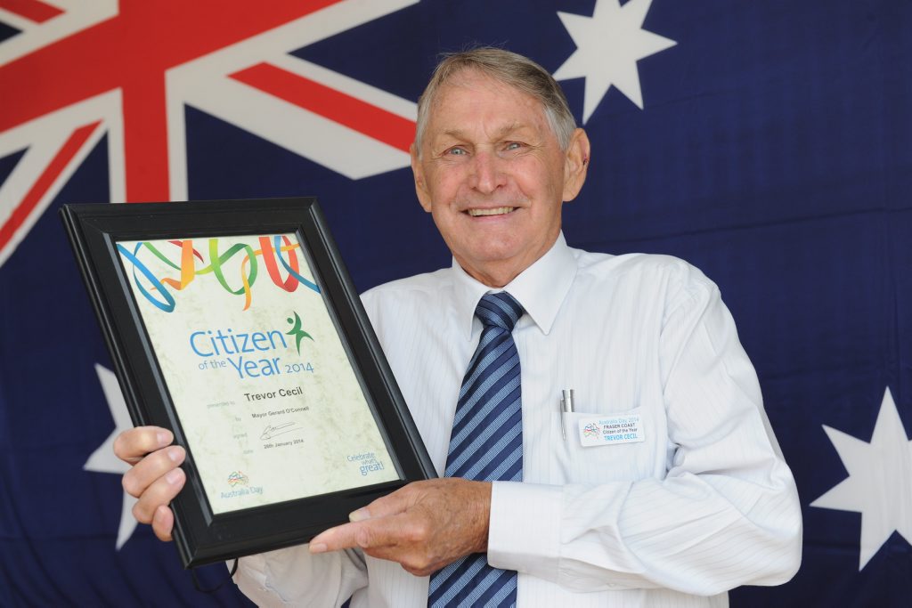 Australia Day - citizen award winner - Trevor Cecil - citizen of the year. Photo: Alistair Brightman / Fraser Coast Chronicle