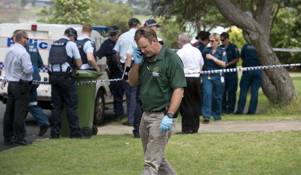 Police cordon off Redwood St in Newtown after the double stabbing deaths of a woman and her 12-year-old daughter. Police cordon off Redwood St in Newtown after the double stabbing deaths of a woman and her 12-year-old daughter.