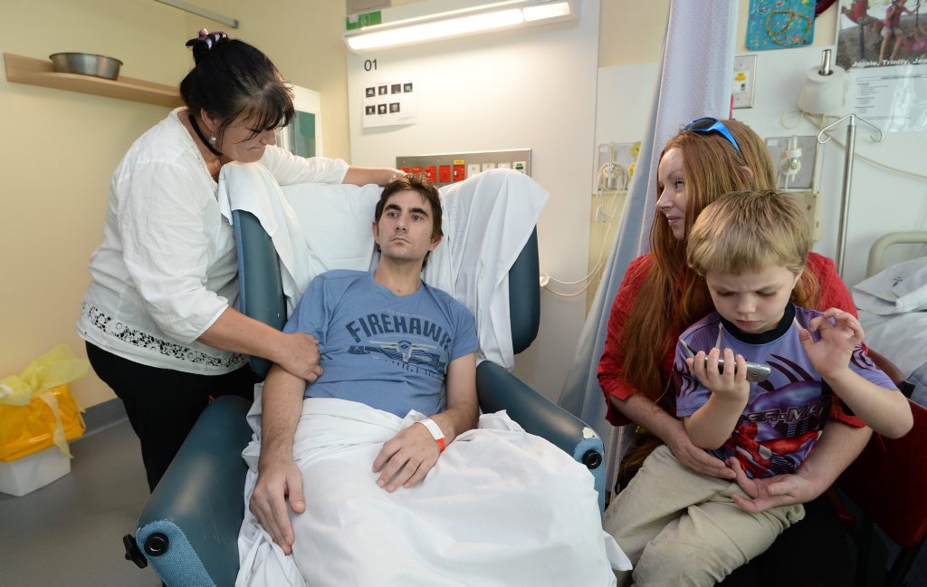 Daphnejean has no regrets about giving Stilnox to Jamie under the radar and would do it again. Jamie Manuele (centre) flanked by his mother Daphnejean Finnegan (left) and partner Cara and son Jesse-James (4) at Rockhampton Hospital. Daphnejean has no regrets about giving Stilnox to Jamie under the radar and would do it again. Jamie Manuele (centre) flanked by his mother Daphnejean Finnegan (left) and partner Cara and son Jesse-James (4) at Rockhampton Hospital.