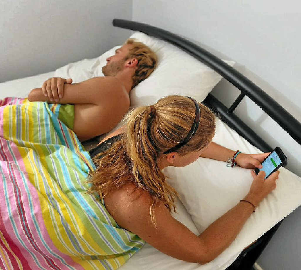 Australians seem to have no boundaries when it comes to appropriate places to use mobile phones. Pictured are Vincent and his partner Pia. Australians seem to have no boundaries when it comes to appropriate places to use mobile phones. Pictured are Vincent and his partner Pia.