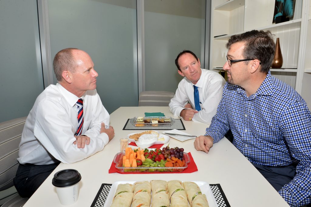 Premier Campbell Newman speaks with Steve Dickson and Sunshine Coast Daily Editor Daren Burnett. Photo: Warren Lynam / Sunshine Coast Daily Premier Campbell Newman speaks with Steve Dickson and Sunshine Coast Daily Editor Daren Burnett. Photo: Warren Lynam / Sunshine Coast Daily
