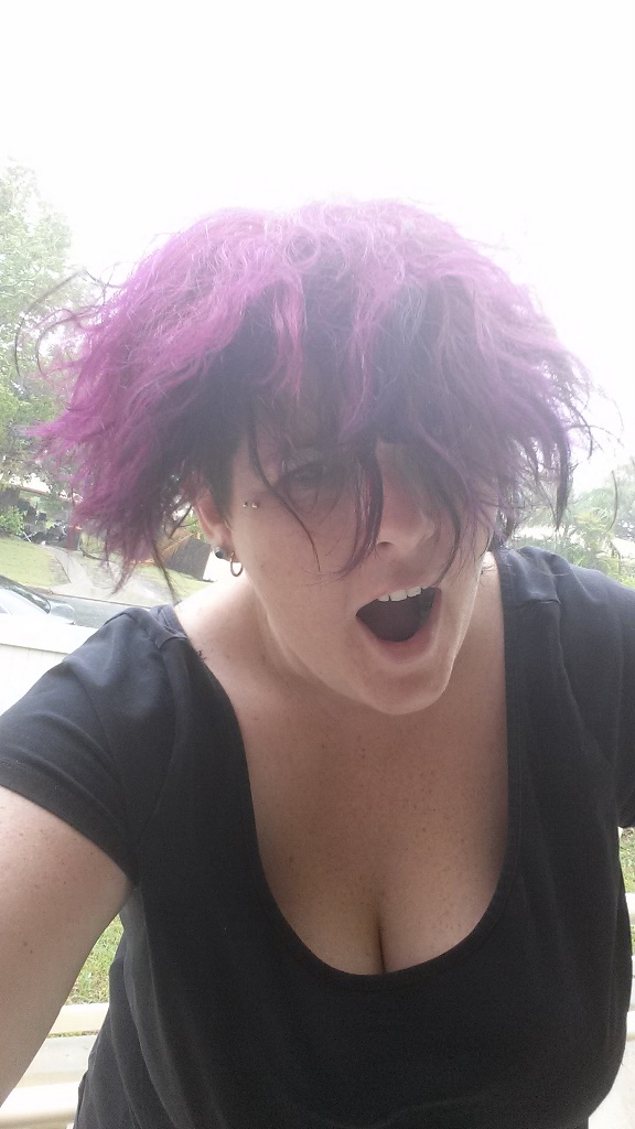 Becky Bowen reckons the only damage the wind is doing is to her hair. Becky Bowen reckons the only damage the wind is doing is to her hair.