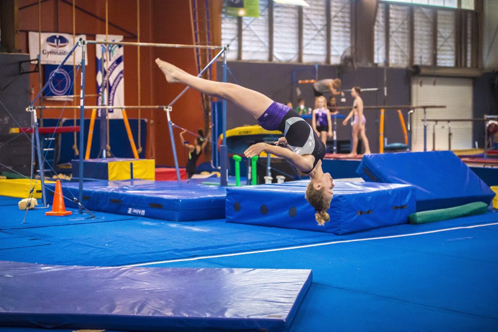 Georgia Camman, 13, during a training day at the Gladstone Gymnastics Club. Georgia Camman, 13, during a training day at the Gladstone Gymnastics Club.