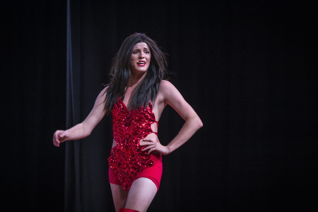 Sam Thompson during the performance of Up in Lights - A Night of Song, Drama and Drag at Gladstone State High School Hall. Sam Thompson during the performance of Up in Lights - A Night of Song, Drama and Drag at Gladstone State High School Hall.