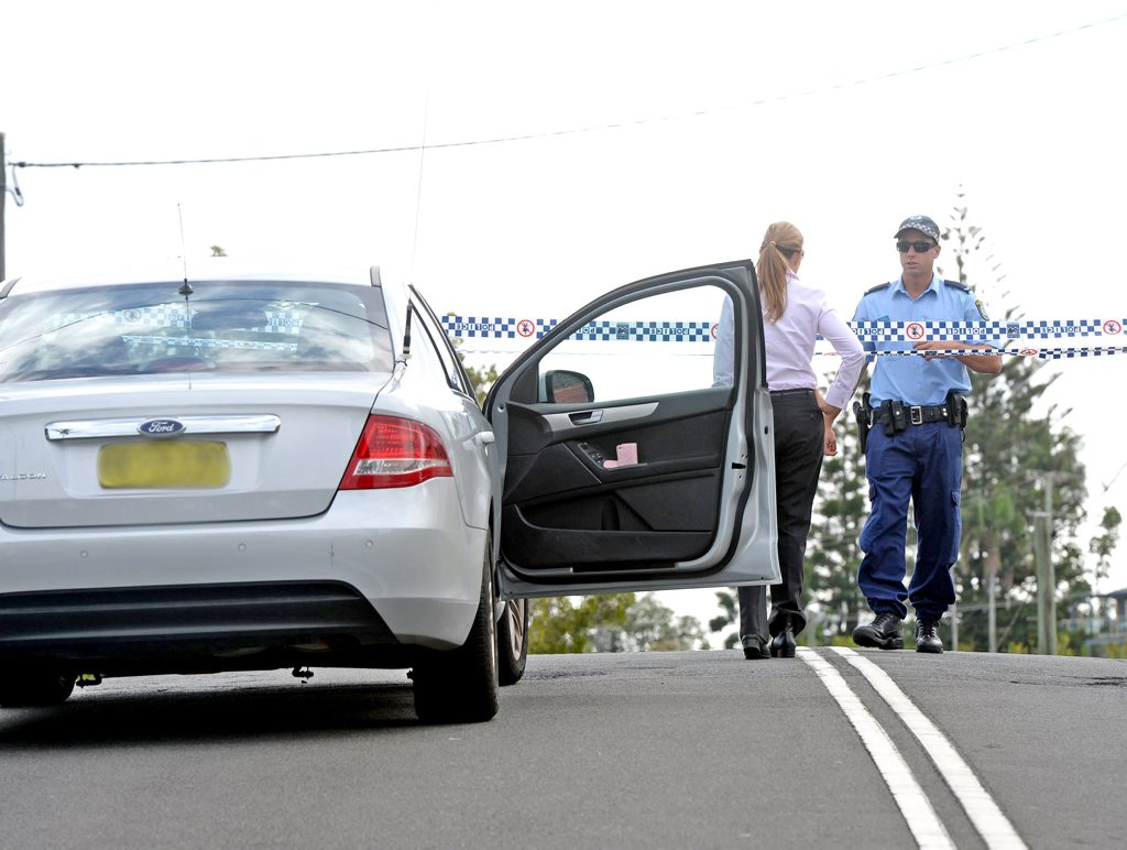 Police at the scene of the drive-by shooting at Anthony Ave/Laura St, Banora Point. Photo: Blainey Woodham / Daily News Police at the scene of the drive-by shooting at Anthony Ave/Laura St, Banora Point. Photo: Blainey Woodham / Daily News