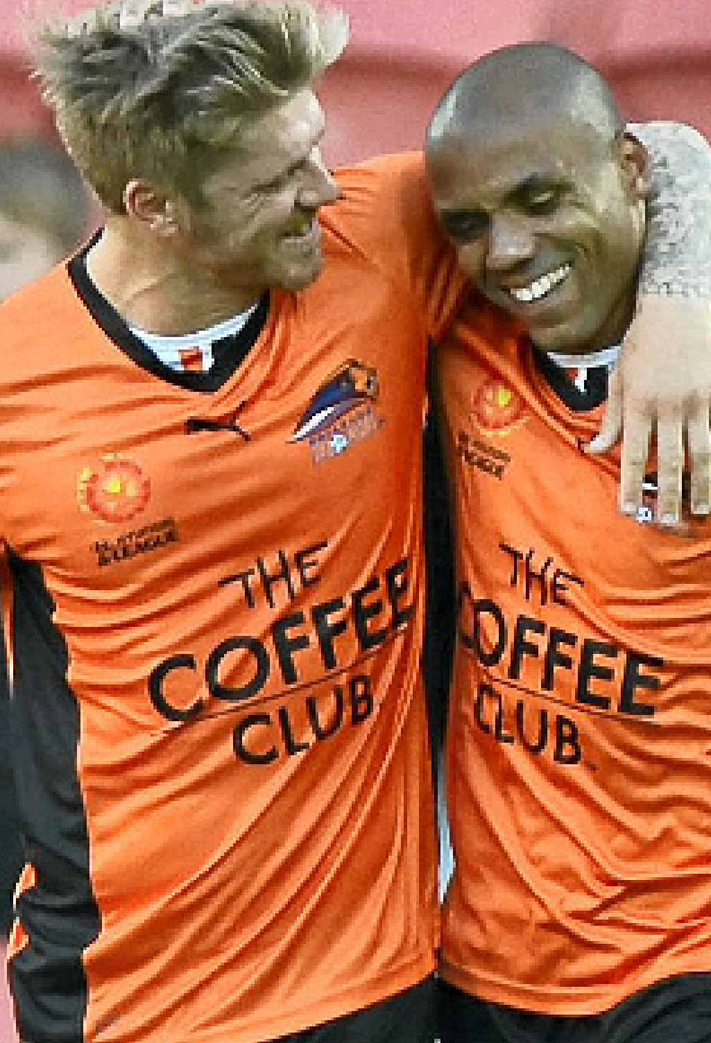 WELL DONE: Luke Brattan (left) gives Henrique a hug after the Brazilian scored the equaliser in yesterday’s 2-1 win over Central Coast Mariners. WELL DONE: Luke Brattan (left) gives Henrique a hug after the Brazilian scored the equaliser in yesterday’s 2-1 win over Central Coast Mariners.