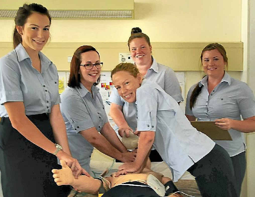 Imogene Carlson, Julia Imarisio, Chantelle Jurd, Stacey Dattinger and Tara Scott started their graduate nursing program at the Gladstone Hospital this week. Imogene Carlson, Julia Imarisio, Chantelle Jurd, Stacey Dattinger and Tara Scott started their graduate nursing program at the Gladstone Hospital this week.