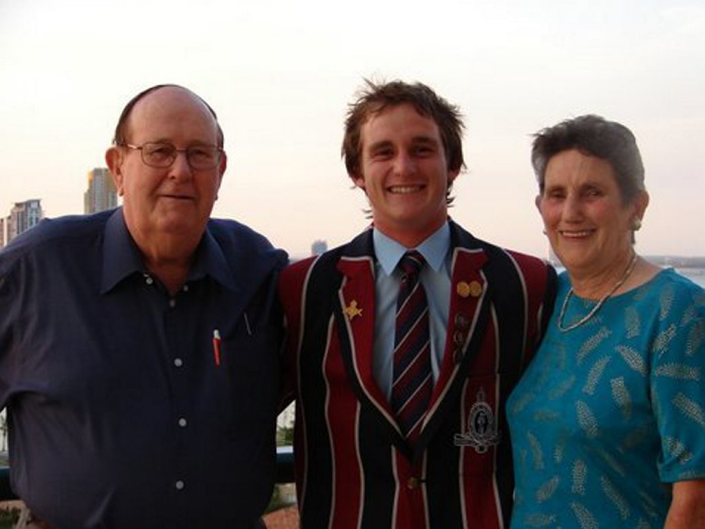 Adrian Holmes (left) and wife Dawn at their grandson Damon Holmes' graduation at The Southport School at the Gold Coast. Adrian Holmes (left) and wife Dawn at their grandson Damon Holmes' graduation at The Southport School at the Gold Coast.