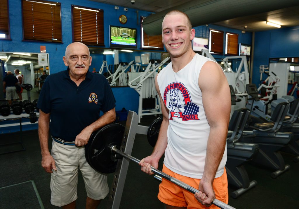 Norman Jeha from Rockhampton Fitness Centre with Josh Gibbins, who set a new Australian bench press record. Photo Sharyn O'Neill / The Morning Bulletin Norman Jeha from Rockhampton Fitness Centre with Josh Gibbins, who set a new Australian bench press record. Photo Sharyn O'Neill / The Morning Bulletin