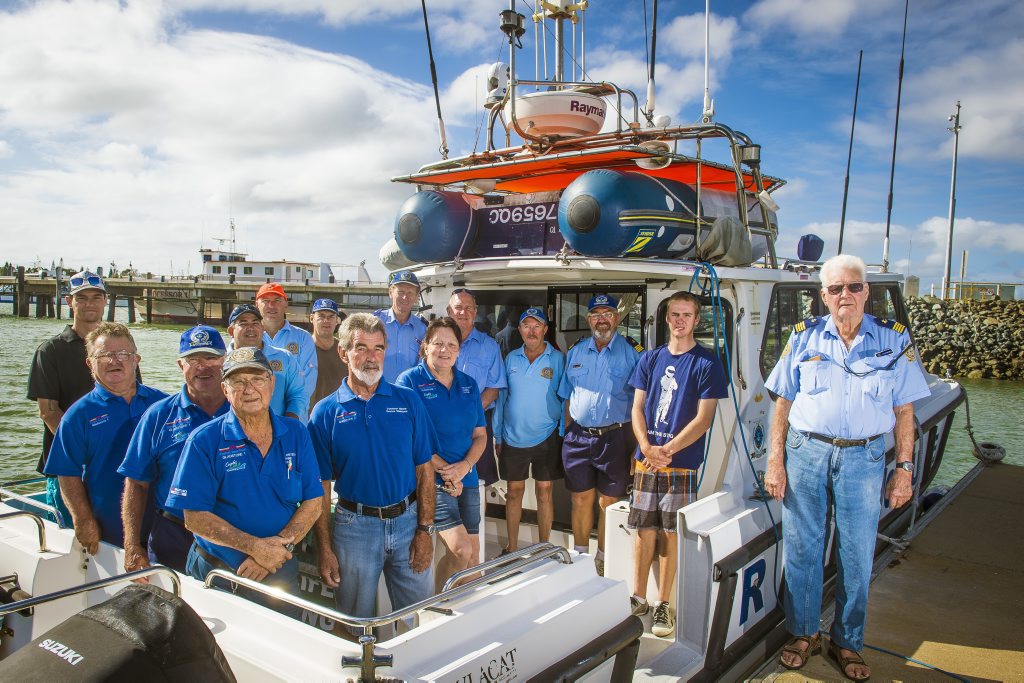 READY TO HELP: Members of Volunteer Marine Rescue Gladstone before their training drill. READY TO HELP: Members of Volunteer Marine Rescue Gladstone before their training drill.