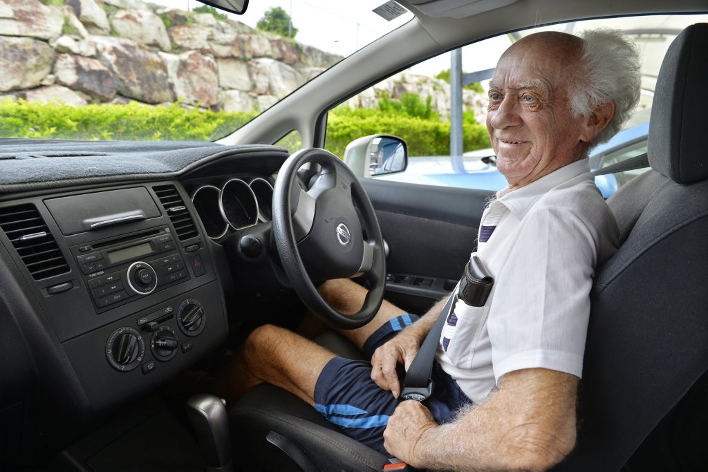 83-year-old driver Graham Kelly concentrates behind the wheel, and is happy to have annual medical checks to maintain his driver's licence.
83-year-old driver Graham Kelly concentrates behind the wheel, and is happy to have annual medical checks to maintain his driver's licence.