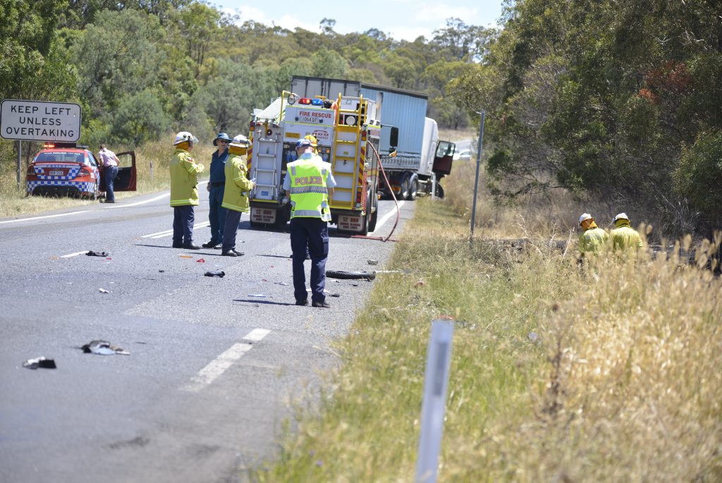 Emergency services at the scene of a fatal motorbike crash on the New England Hwy. Emergency services at the scene of a fatal motorbike crash on the New England Hwy.