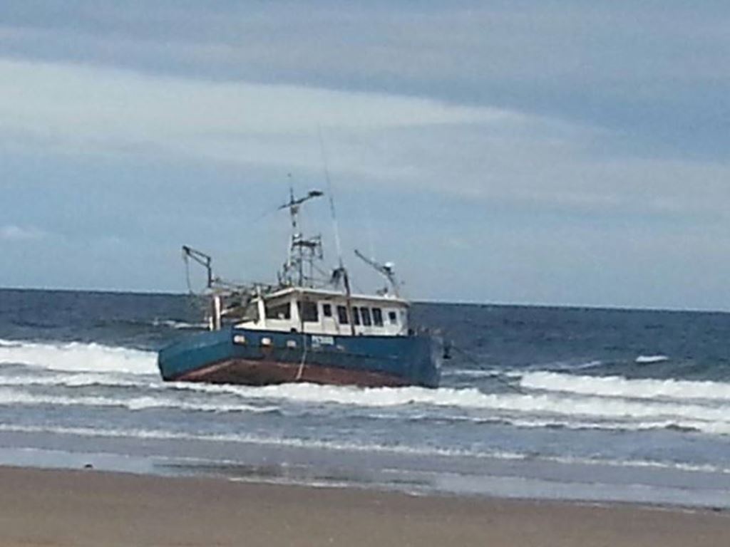 A Hervey Bay trawler floating again after being beached at Farnborough A Hervey Bay trawler floating again after being beached at Farnborough