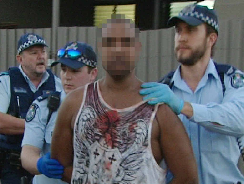 ON THE SCENE: Police assist a man after an incident in South Rockhampton on Tuesday night. ON THE SCENE: Police assist a man after an incident in South Rockhampton on Tuesday night.