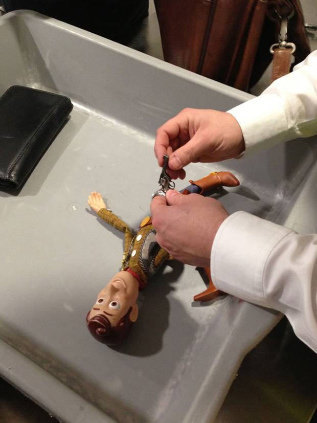 Woody as his tiny toy weapon was confiscated Source: Imgur/jhazen27 Woody as his tiny toy weapon was confiscated Source: Imgur/jhazen27
