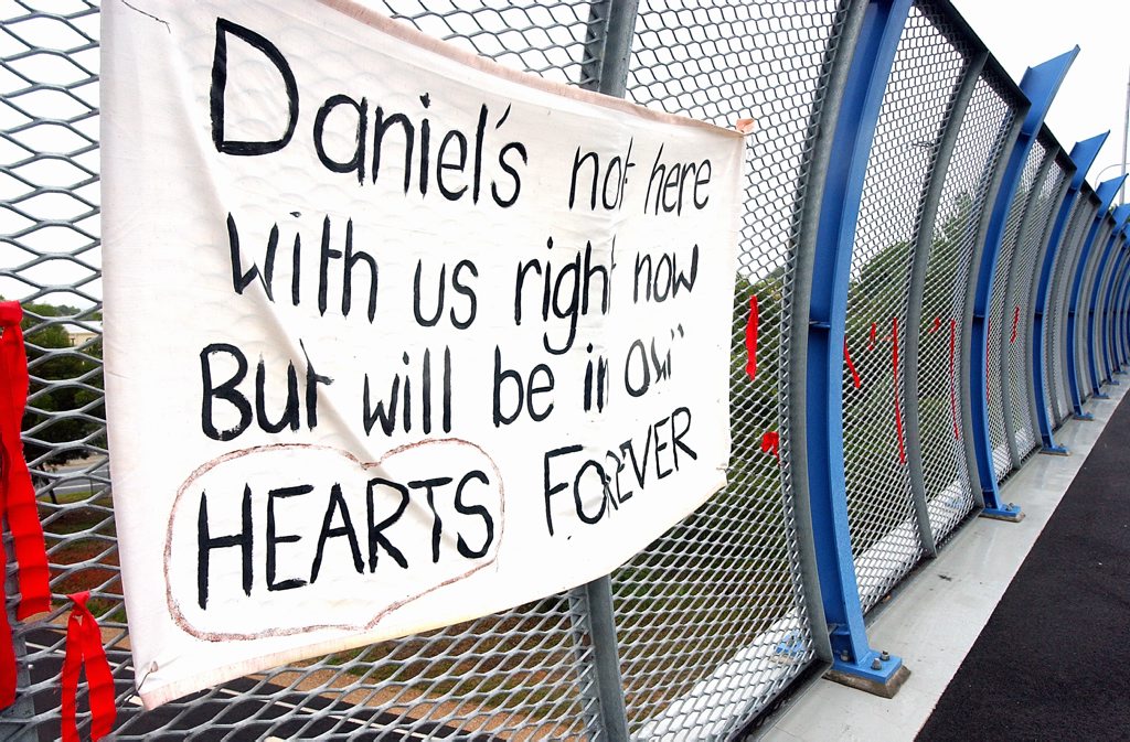 Daniel Morcombe sign on Keil Mountain Overpass at Woombye. FILE Daniel Morcombe sign on Keil Mountain Overpass at Woombye. FILE