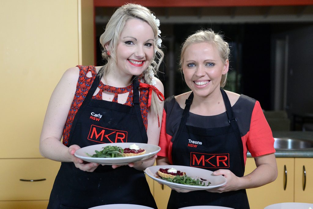 Gatecrashers Carly and Tresne with their entree. Gatecrashers Carly and Tresne with their entree.