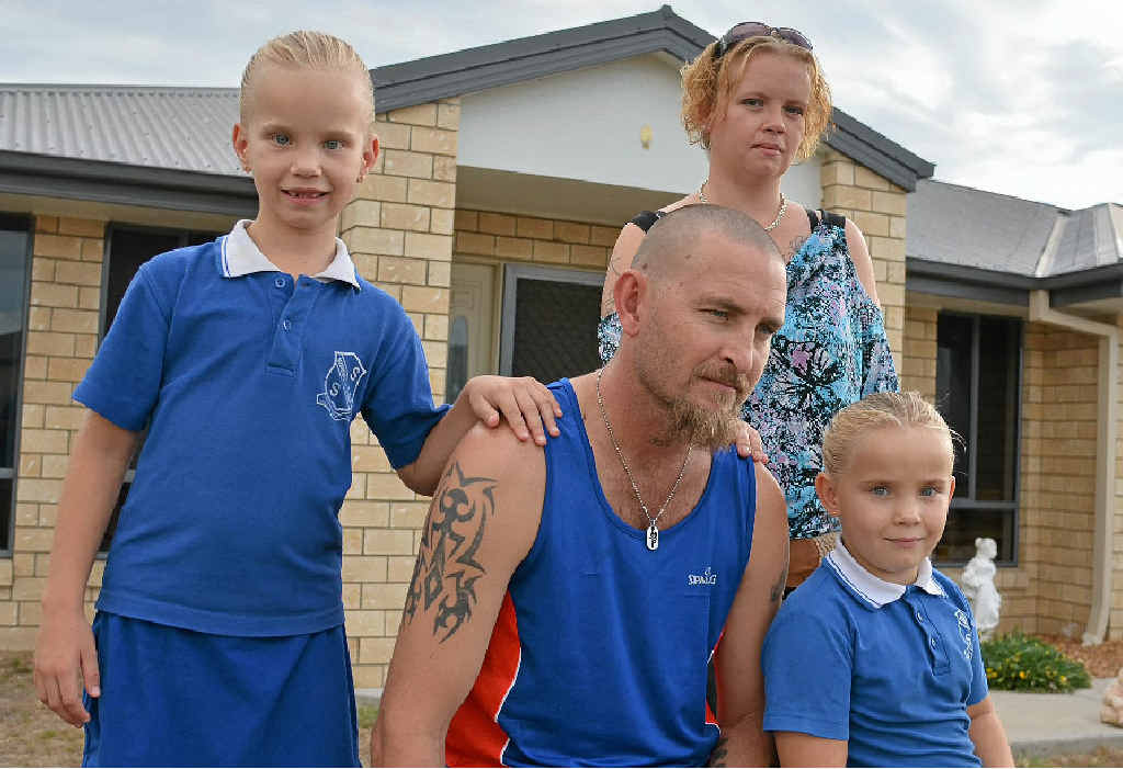 FAMILY SUPPORT: David Saunders and his wife Rebecca with two of their three children Shakira and Shontai (sitting).