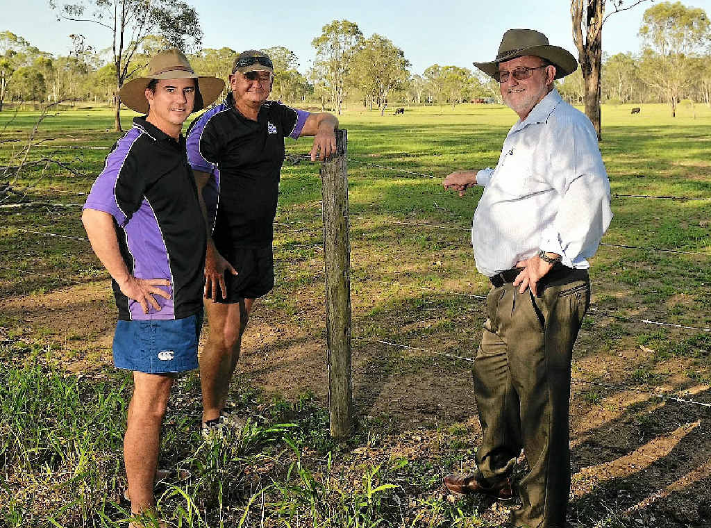 NICE GROUNDS: Matt Inglis, Barry Collins and Cr Graham McDonald at the proposed home of Calliope Soccer Club. NICE GROUNDS: Matt Inglis, Barry Collins and Cr Graham McDonald at the proposed home of Calliope Soccer Club.