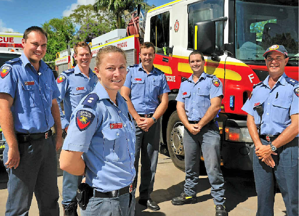 Acting station officer Kristal Johnston, Aaron Sands, Josh Harrison, Justin Corry, Chris Brett and acting station officer Chris Sullivan at the Gladstone Fire and Rescue Service Station. Acting station officer Kristal Johnston, Aaron Sands, Josh Harrison, Justin Corry, Chris Brett and acting station officer Chris Sullivan at the Gladstone Fire and Rescue Service Station.